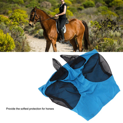 Horse Mesh Fly Mask Breathable Elastic Horse Face Mask with Ears Protection Riding Equestrian Equipment Blue V1294-YM0521-3111230022813