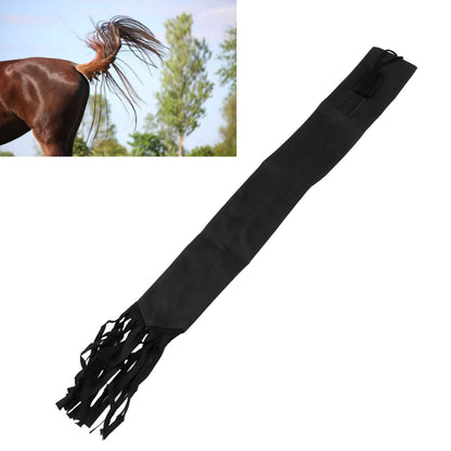Horse Tail Protection Bag Non Woven Fabric Horsetail Guard with Fringe Hook and Loop Design Black V1294-YM0521-3111230023014