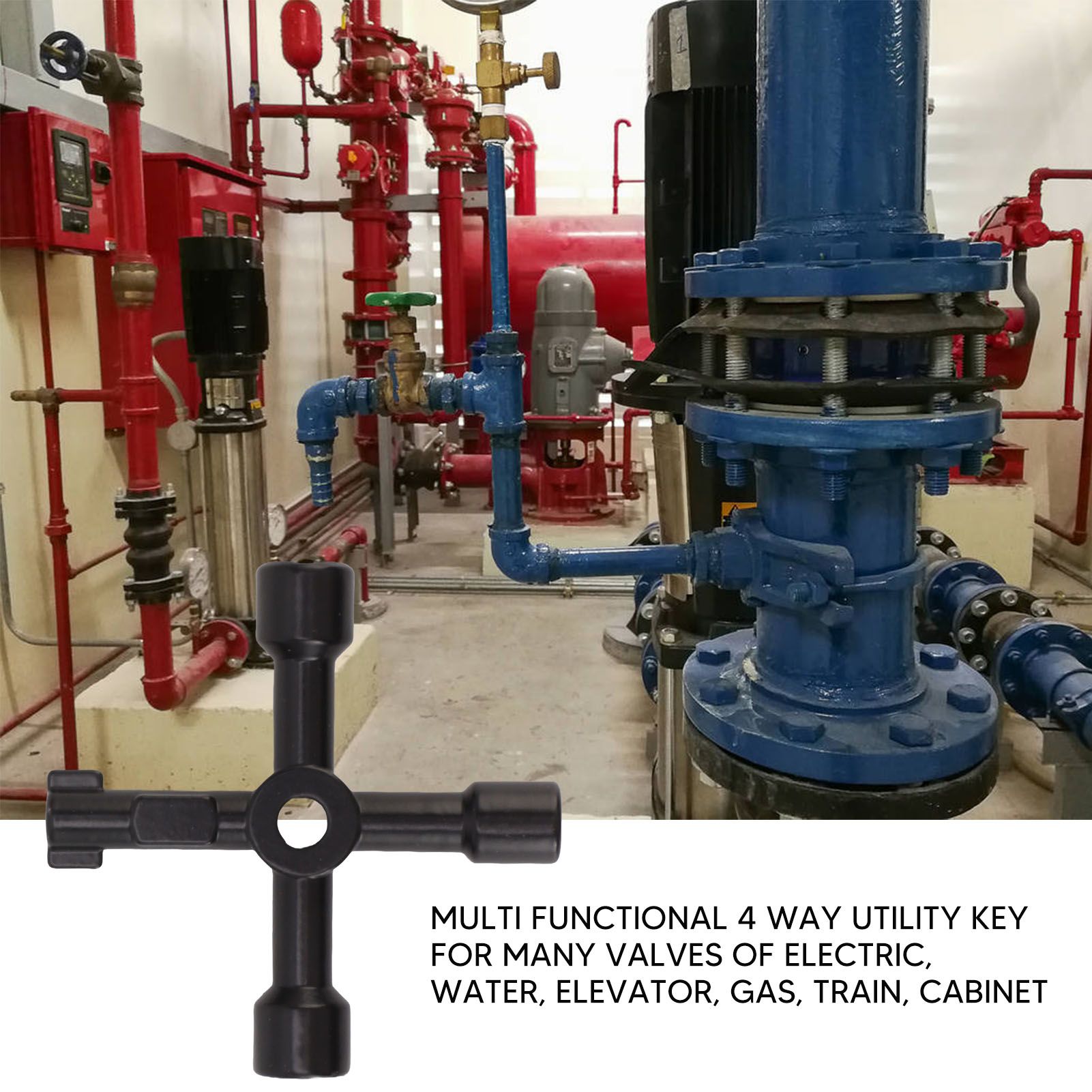 41x20cm Water Meter Key Steel T Handle Curb Key with 4 Way Multi Functional Utilities Key V1294-YM0521-3111230026511