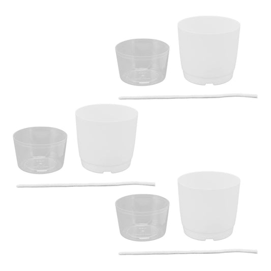 3PCS Self Watering Planter Pots Double Layer Green Plant Flower Pot for Garden Balcony Indoor Cultivation V1294-YM0521-3111230028411
