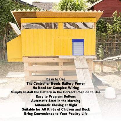 Automatic Chicken Coop Door with Time Setting Rolling Curtain Chicken Door Opener for Duck Goose V1294-YM0521-3111230034711