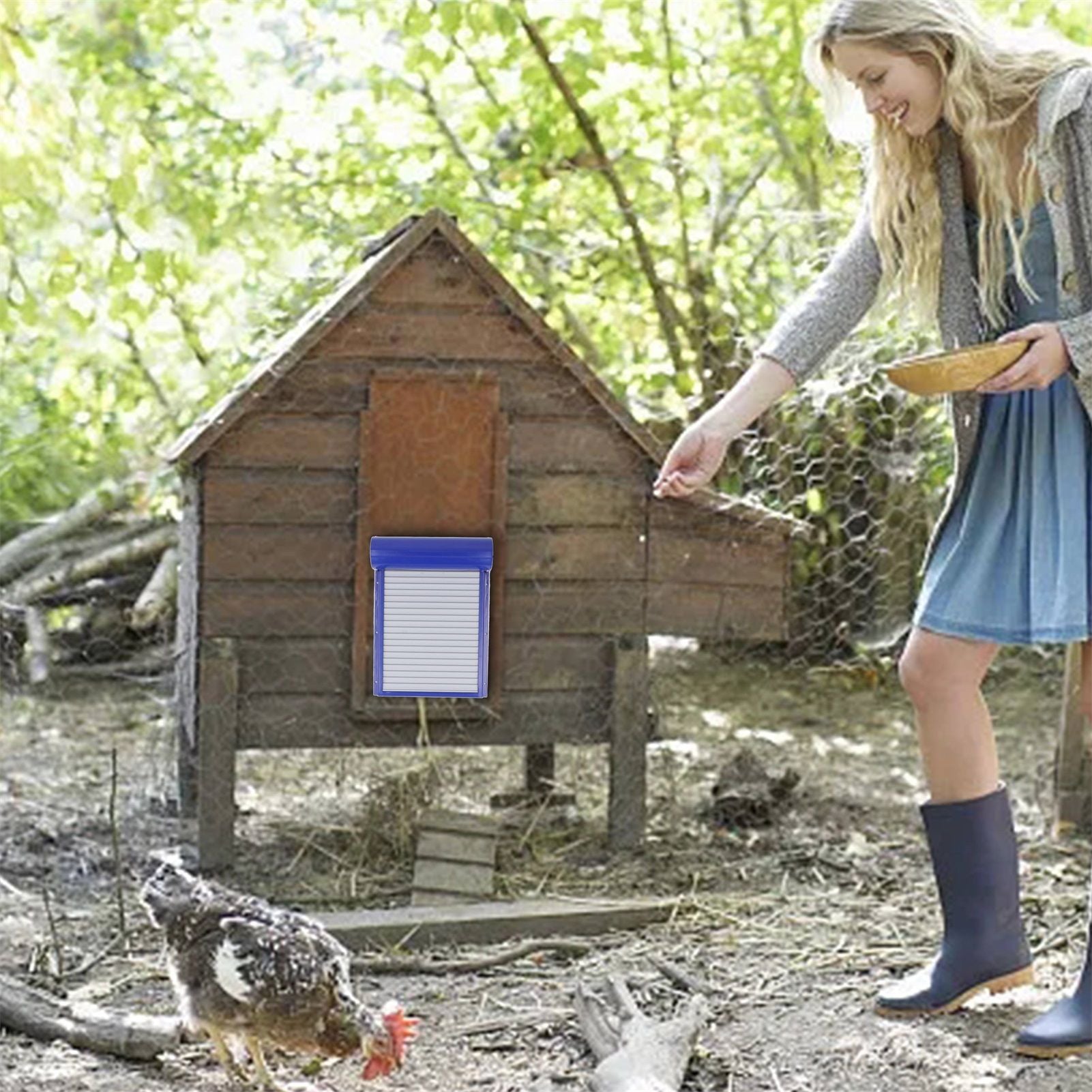 Automatic Chicken Coop Door with Time Setting Rolling Curtain Chicken Door Opener for Duck Goose V1294-YM0521-3111230034711