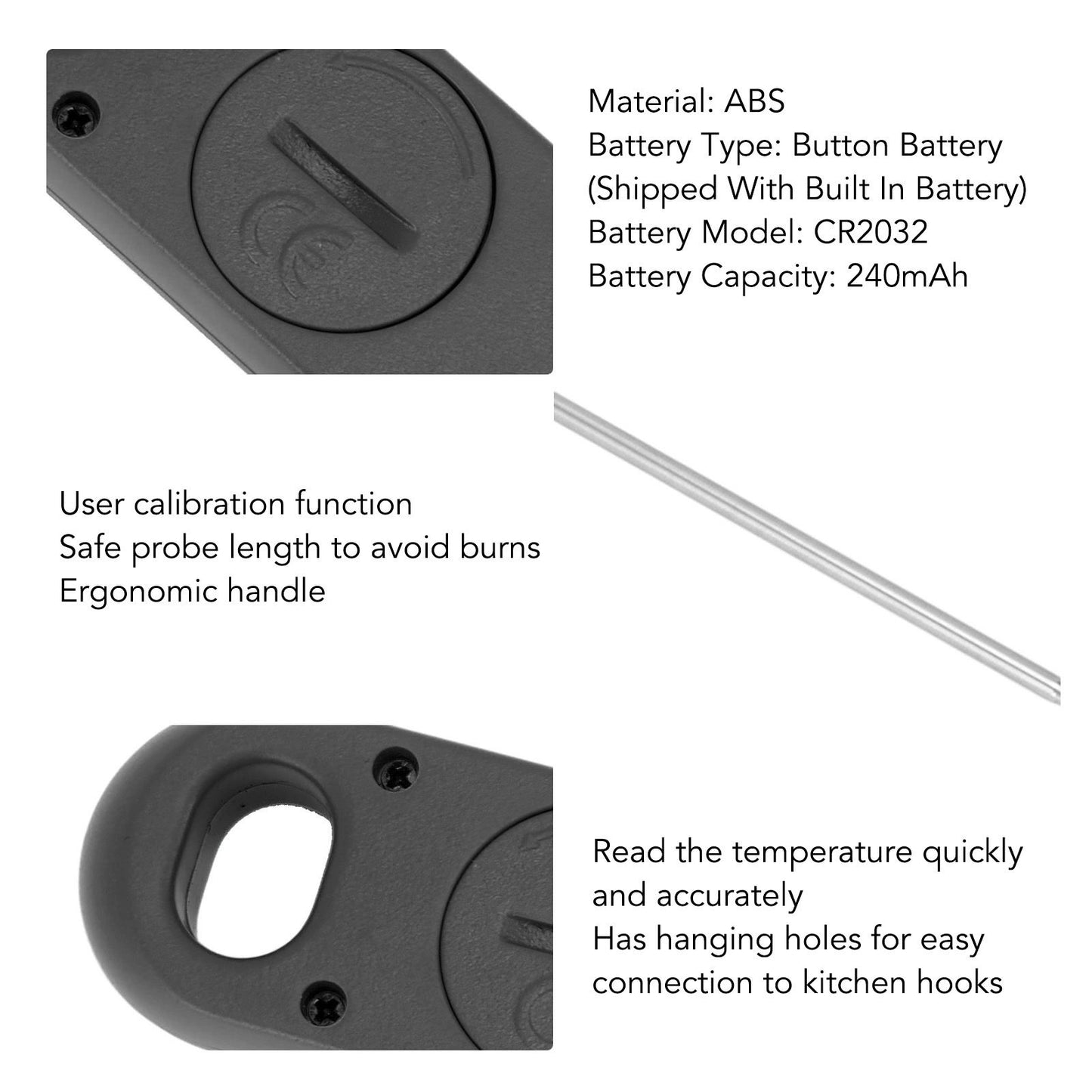 Meat Food Thermometer Instant Read Thermometer Digital Cooking Kitchen Barbecue Thermometer With Long Probe V1294-YM0521-3111230034811