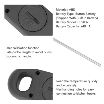 Meat Food Thermometer Instant Read Thermometer Digital Cooking Kitchen Barbecue Thermometer With Long Probe V1294-YM0521-3111230034811