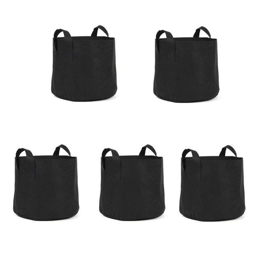 5pcs Grow Bag 5 Gallon Breathable Thickened Plant Fabric Pots with Handles for Trees Flowers Black V1294-YM0521-3111230035011