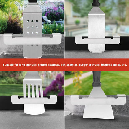 Griddle Spatula Holder Heat Resistant Stainless Steel BBQ Spatula Rack Griddle Tool Holder for Grill Barbecue V1294-YM0521-3111230038312