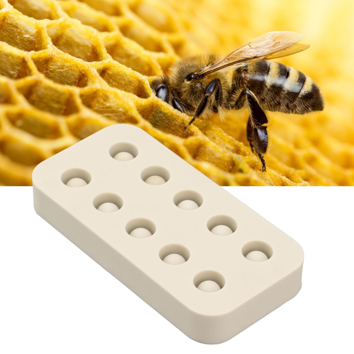 Wax Queen Grafting Cups Silicone Mold Beekeeping Beeswax Queen Cell Cups Making Mold 2 Rows 96x48x14mm V1294-YM0521-3111230043611