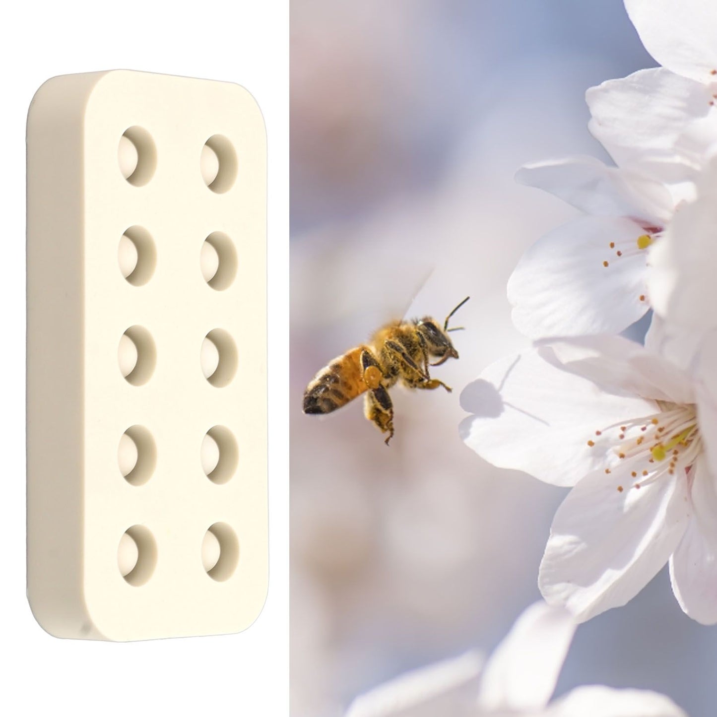 Wax Queen Grafting Cups Silicone Mold Beekeeping Beeswax Queen Cell Cups Making Mold 2 Rows 96x48x14mm V1294-YM0521-3111230043611