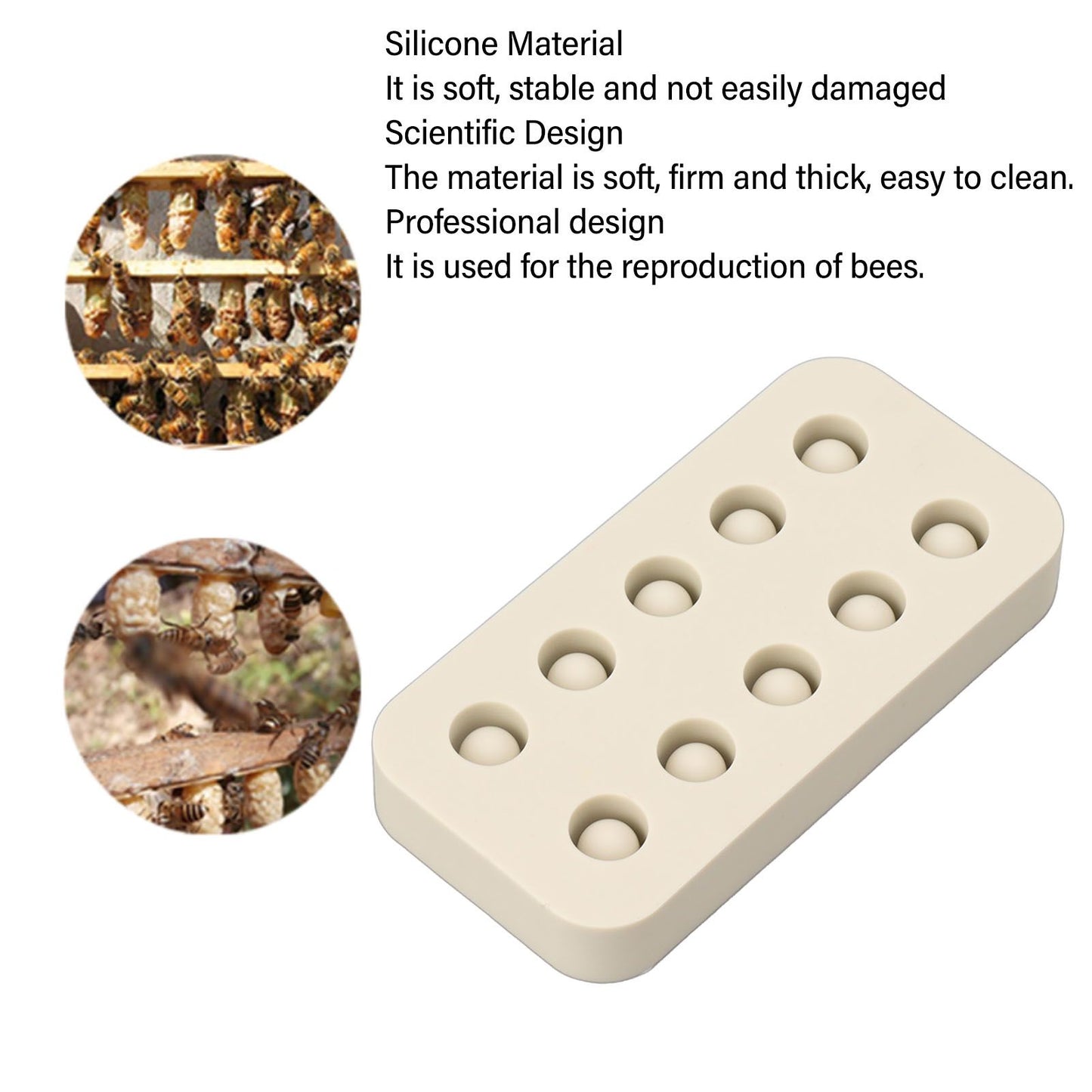 Wax Queen Grafting Cups Silicone Mold Beekeeping Beeswax Queen Cell Cups Making Mold 2 Rows 96x48x14mm V1294-YM0521-3111230043611