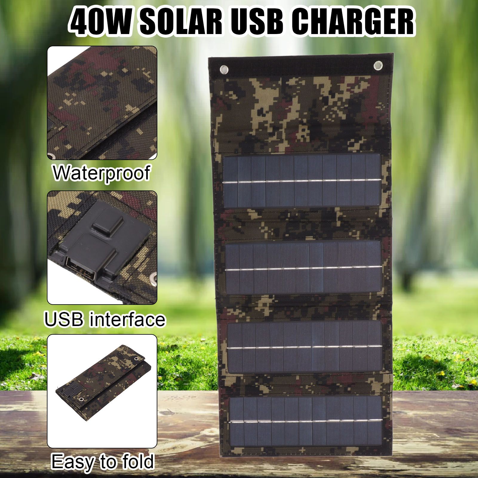 40W 4 Fold Solar Panel Charging Bag Folding Bag Foldable Monocrystalline Solar Panel Charger for Outdoor V1294-YM0521-3111230043812