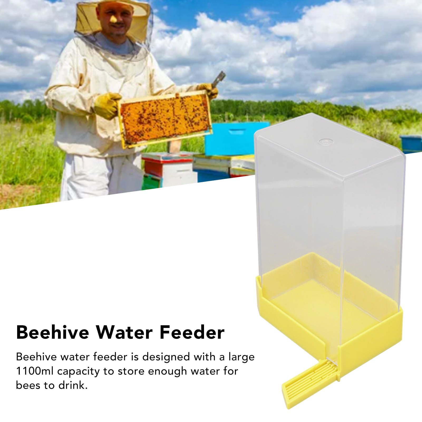 Bee Drinking Nest Large Capacity Cubic Style Safe Bee Water Feeder for Beekeeping 1100ml V1294-YM0521-3111230045611
