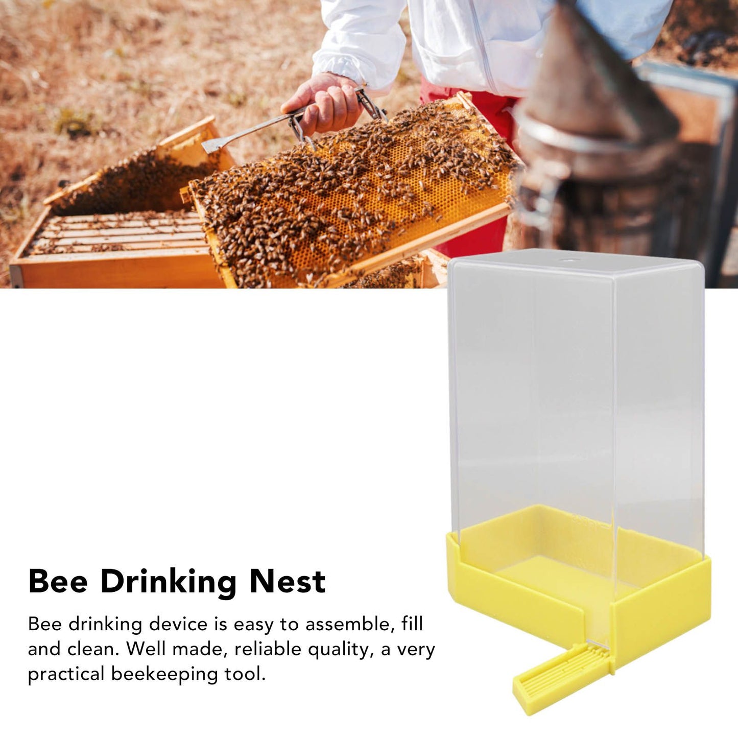 Bee Drinking Nest Large Capacity Cubic Style Safe Bee Water Feeder for Beekeeping 1100ml V1294-YM0521-3111230045611