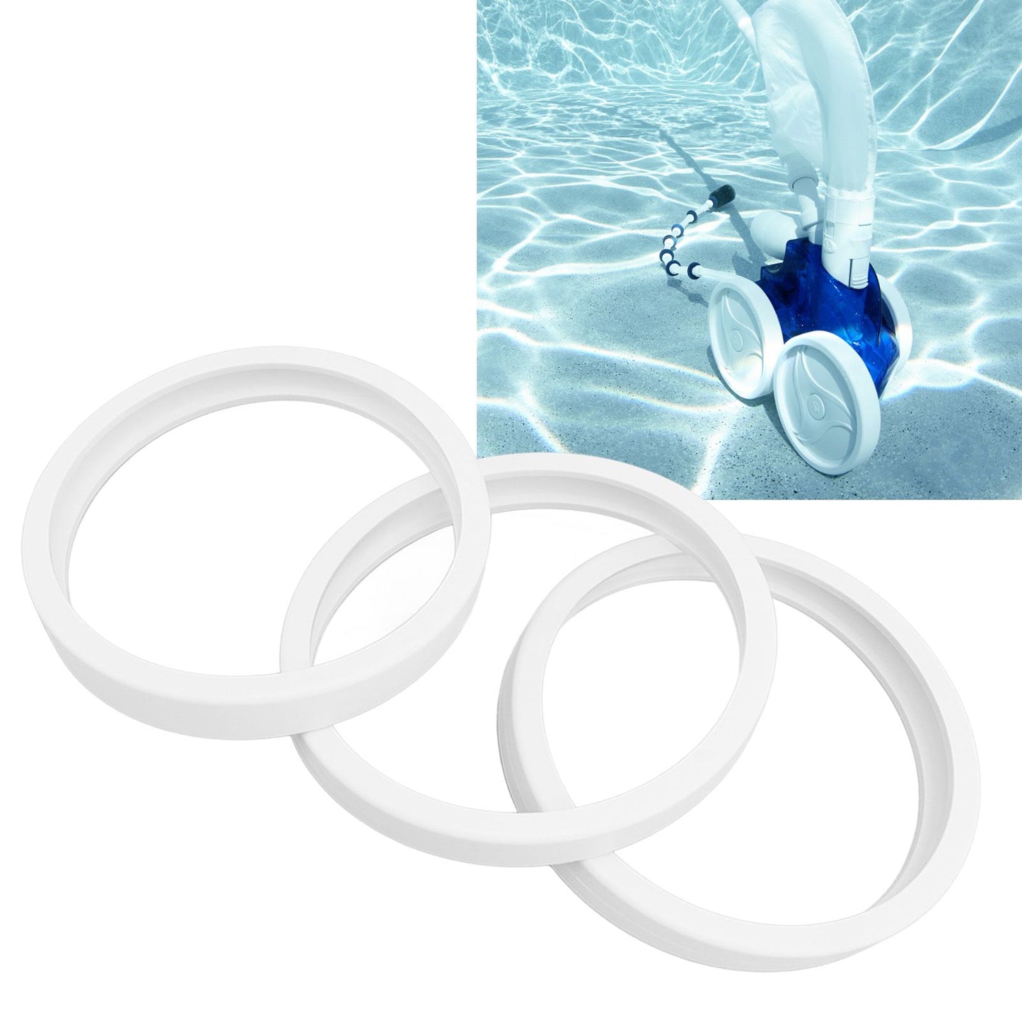 3PCS Pool Cleaner Tire C10 Pool Cleaner Rubber Tire Replacement for 180 280 360 380 White V1294-YM0521-3111230047111