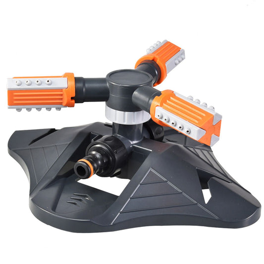 Lawn Sprinkler 3 Arm Nozzles 360 degrees Auto Rotating Irrigation Water Sprinkler for Yard Garden Orange V1294-YM0521-3111230048611