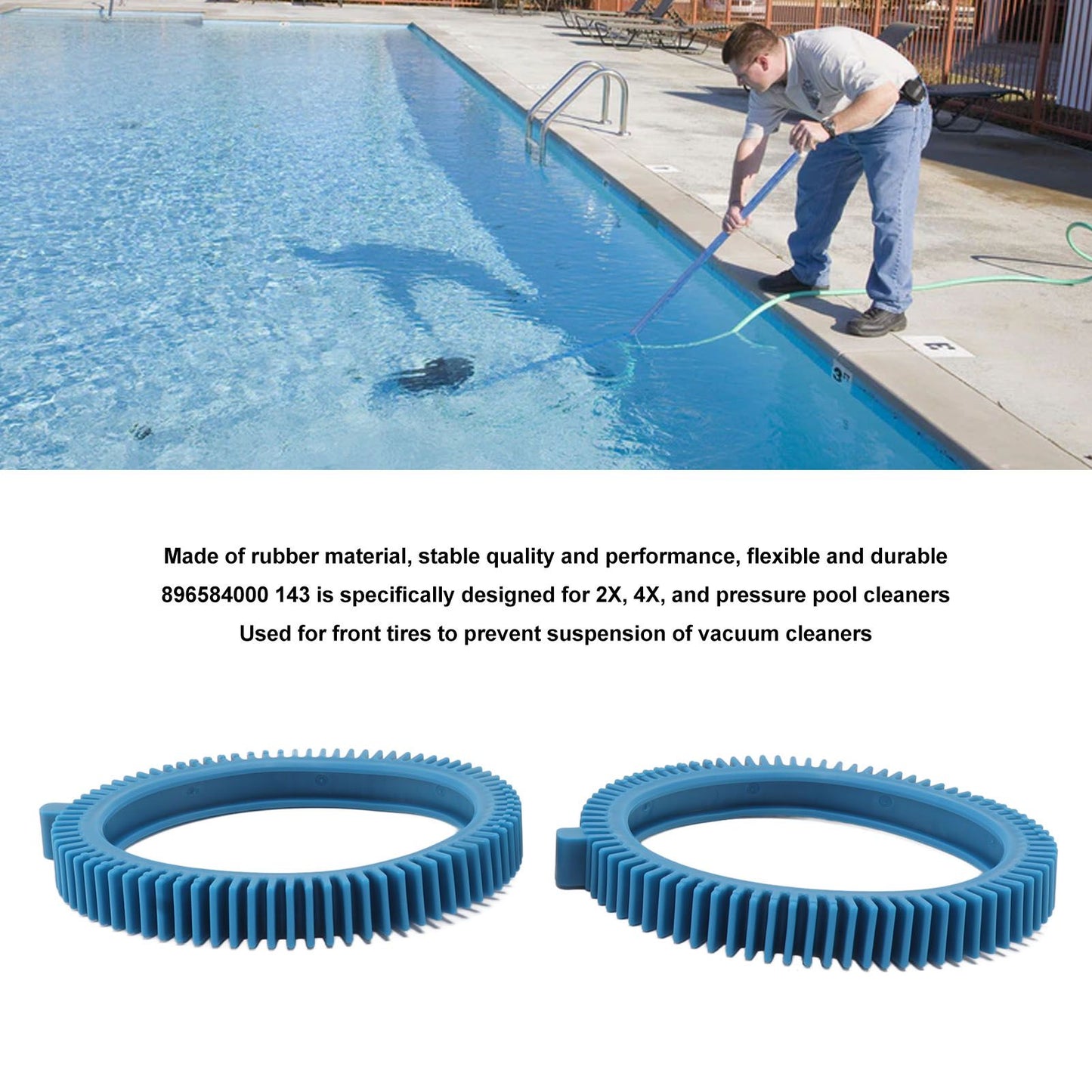 2Pcs 896584000 143 Blue Front Tire Kit with Super Hump for Pool Cleaner Replacement Parts V1294-YM0521-3111230049011