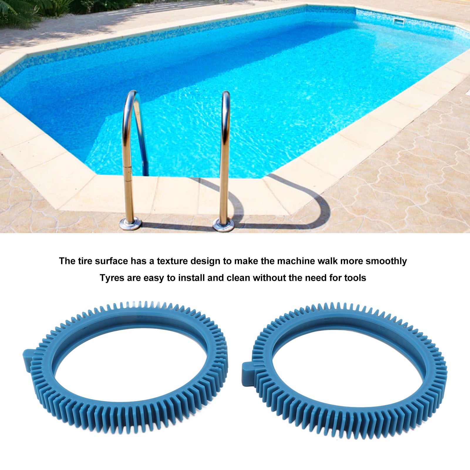 2Pcs 896584000 143 Blue Front Tire Kit with Super Hump for Pool Cleaner Replacement Parts V1294-YM0521-3111230049011