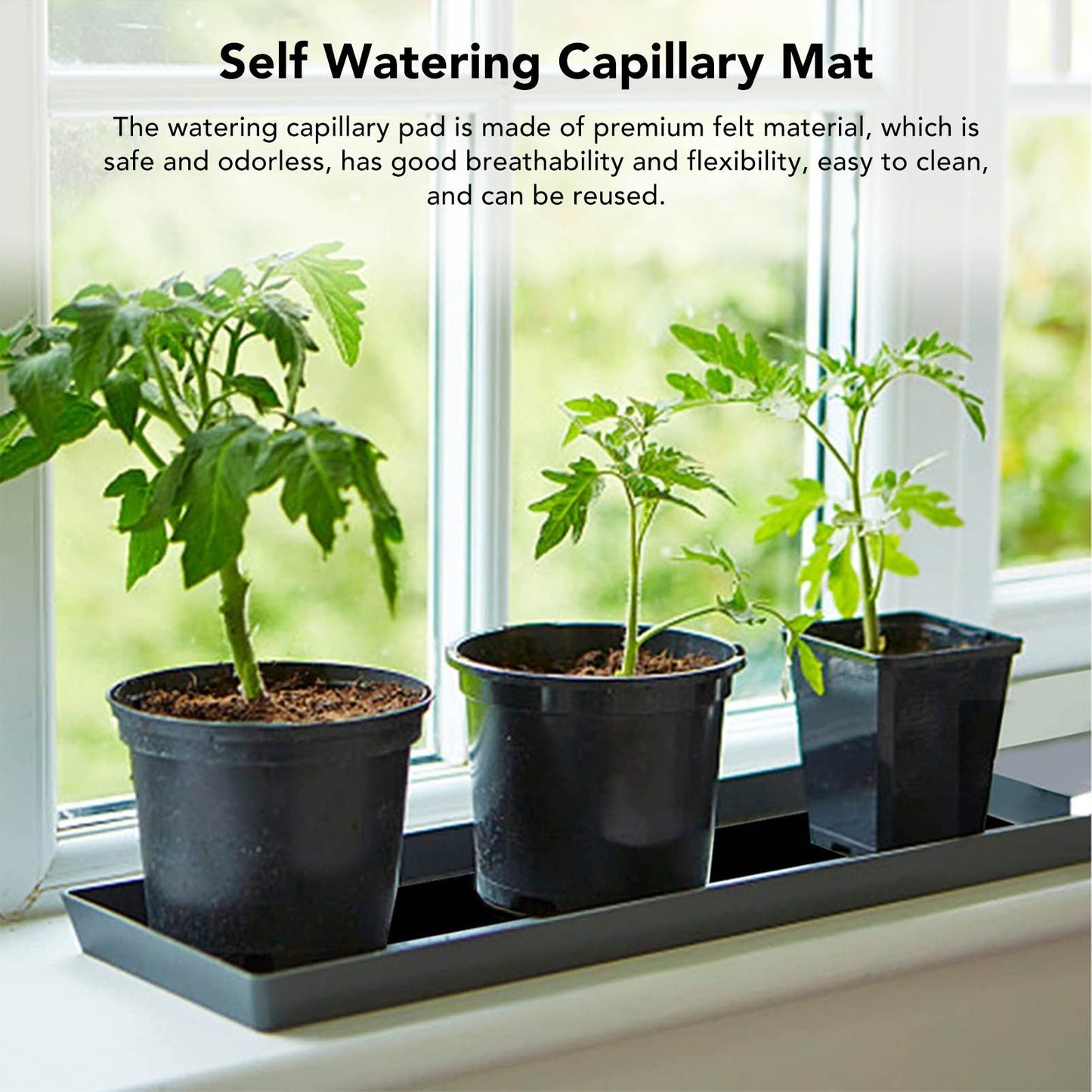 Plant Watering Mat Automatic Self Watering Mat Felt Capillary Mat Black for Garden Patio V1294-YM0521-3111230050711