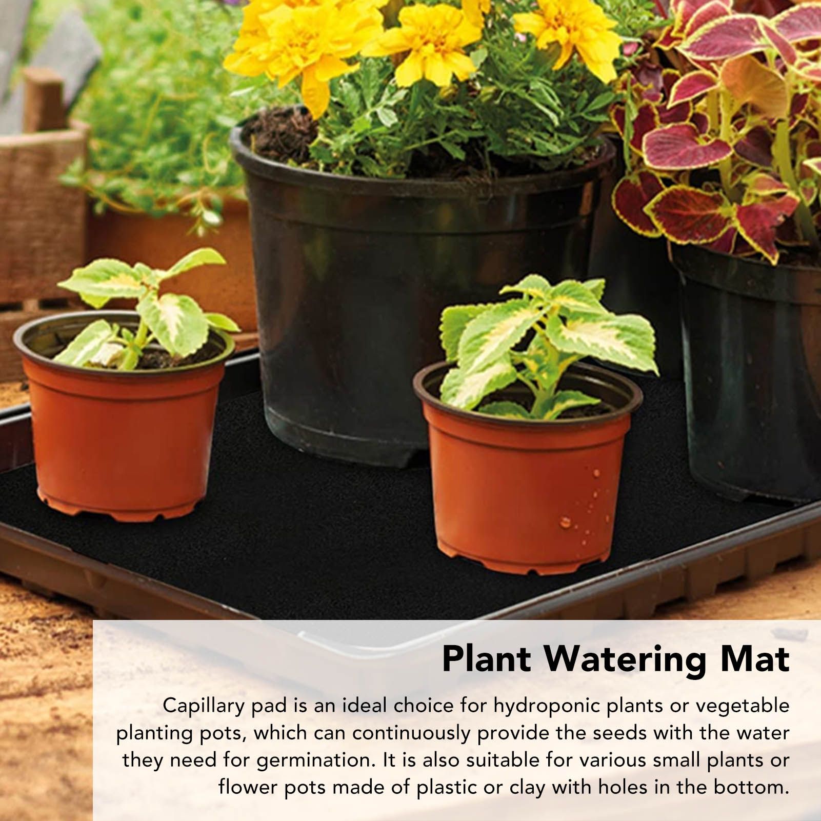 Plant Watering Mat Automatic Self Watering Mat Felt Capillary Mat Black for Garden Patio V1294-YM0521-3111230050711