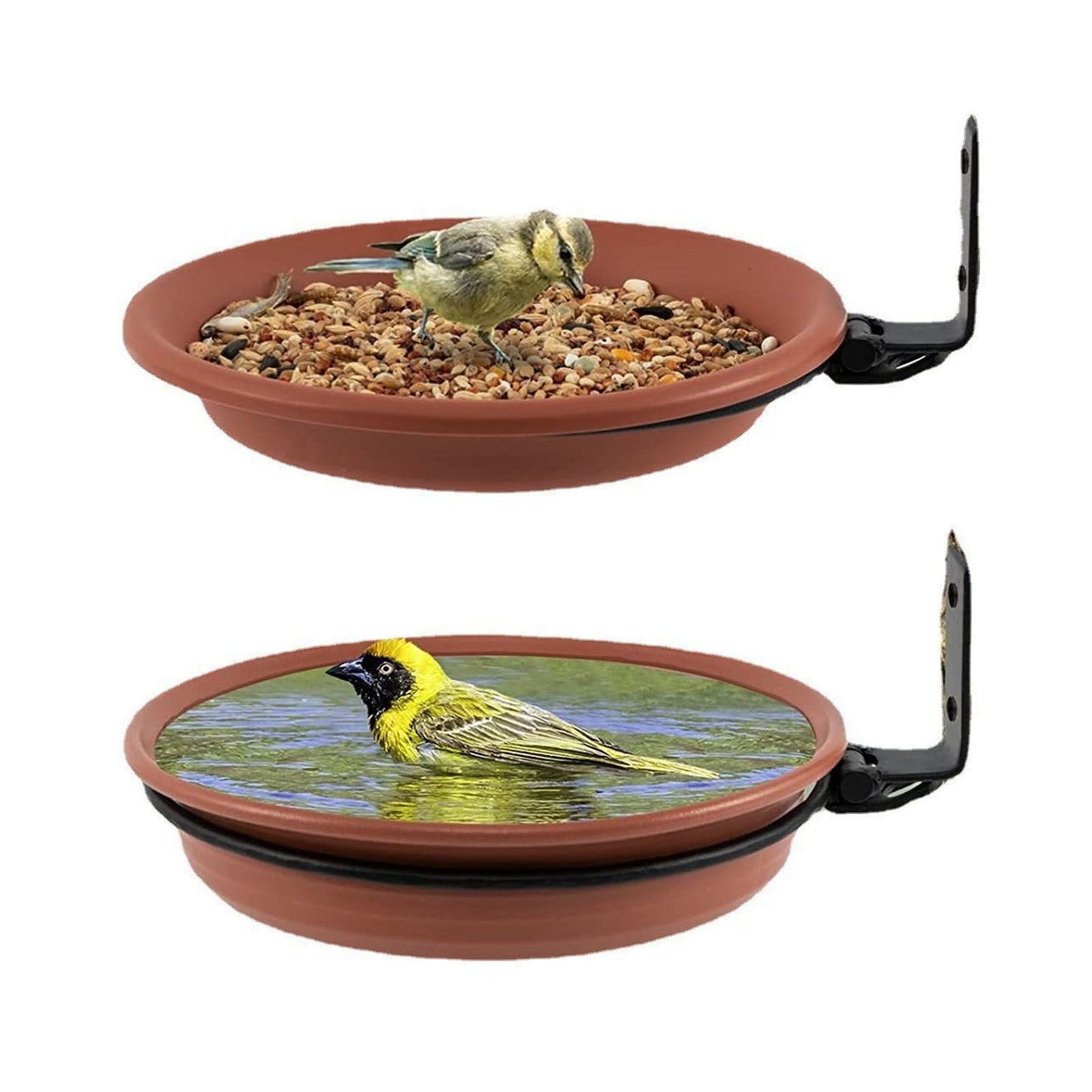 Tree Mounted Bird Feeder Tree Mounted Bird Bath Bowl with Heavy Duty Metal Ring for Backyard Terrace 2 Pot V1294-YM0521-3111230050911