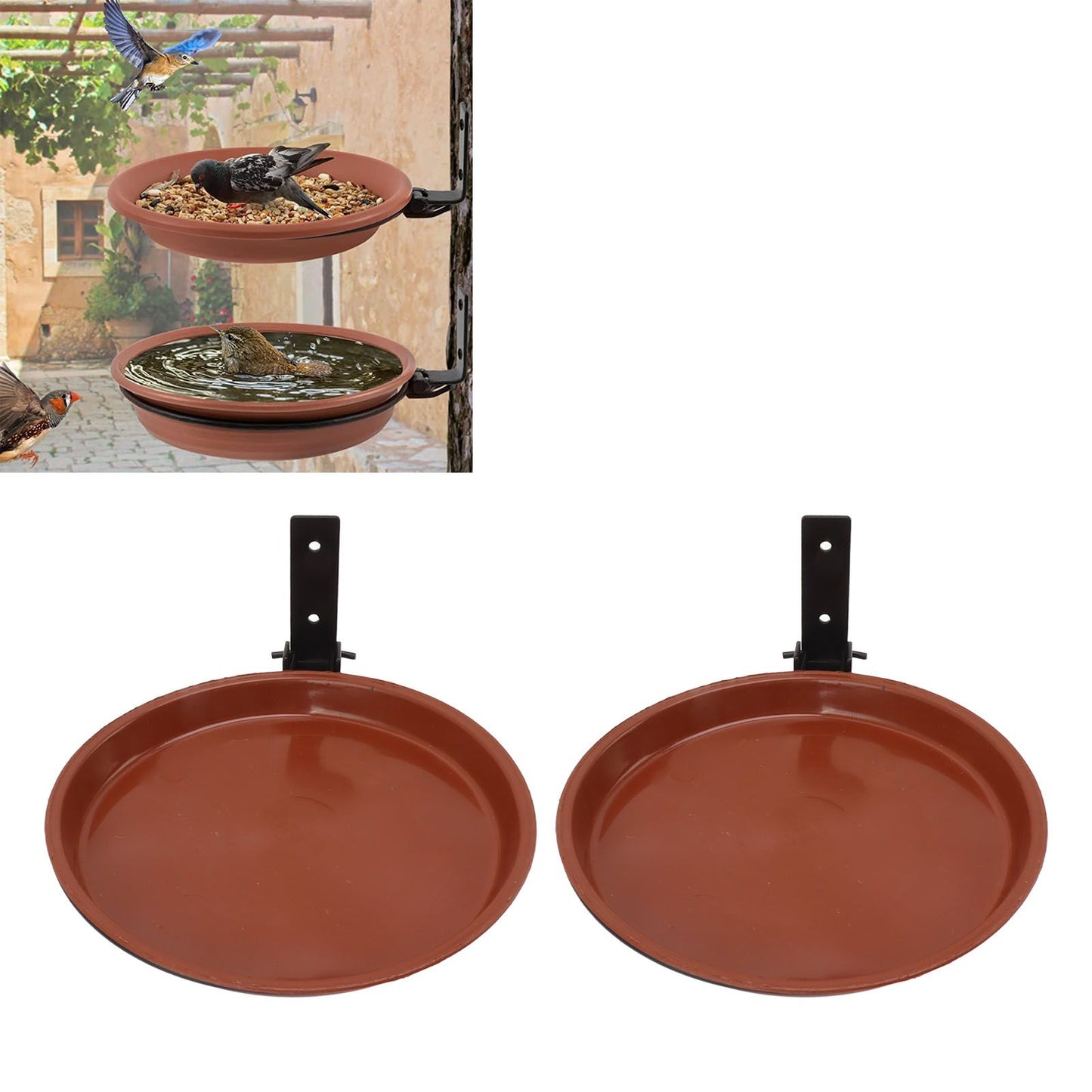 Tree Mounted Bird Feeder Tree Mounted Bird Bath Bowl with Heavy Duty Metal Ring for Backyard Terrace 2 Pot V1294-YM0521-3111230050911