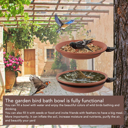 Tree Mounted Bird Feeder Tree Mounted Bird Bath Bowl with Heavy Duty Metal Ring for Backyard Terrace 2 Pot V1294-YM0521-3111230050911