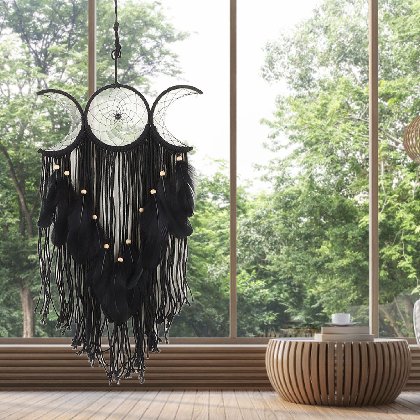 Dream Catcher Hand Woven Minimalist Home Wall Decoration for Living Room Study Cafe Bedroom Black V1294-YM0521-3111230056312