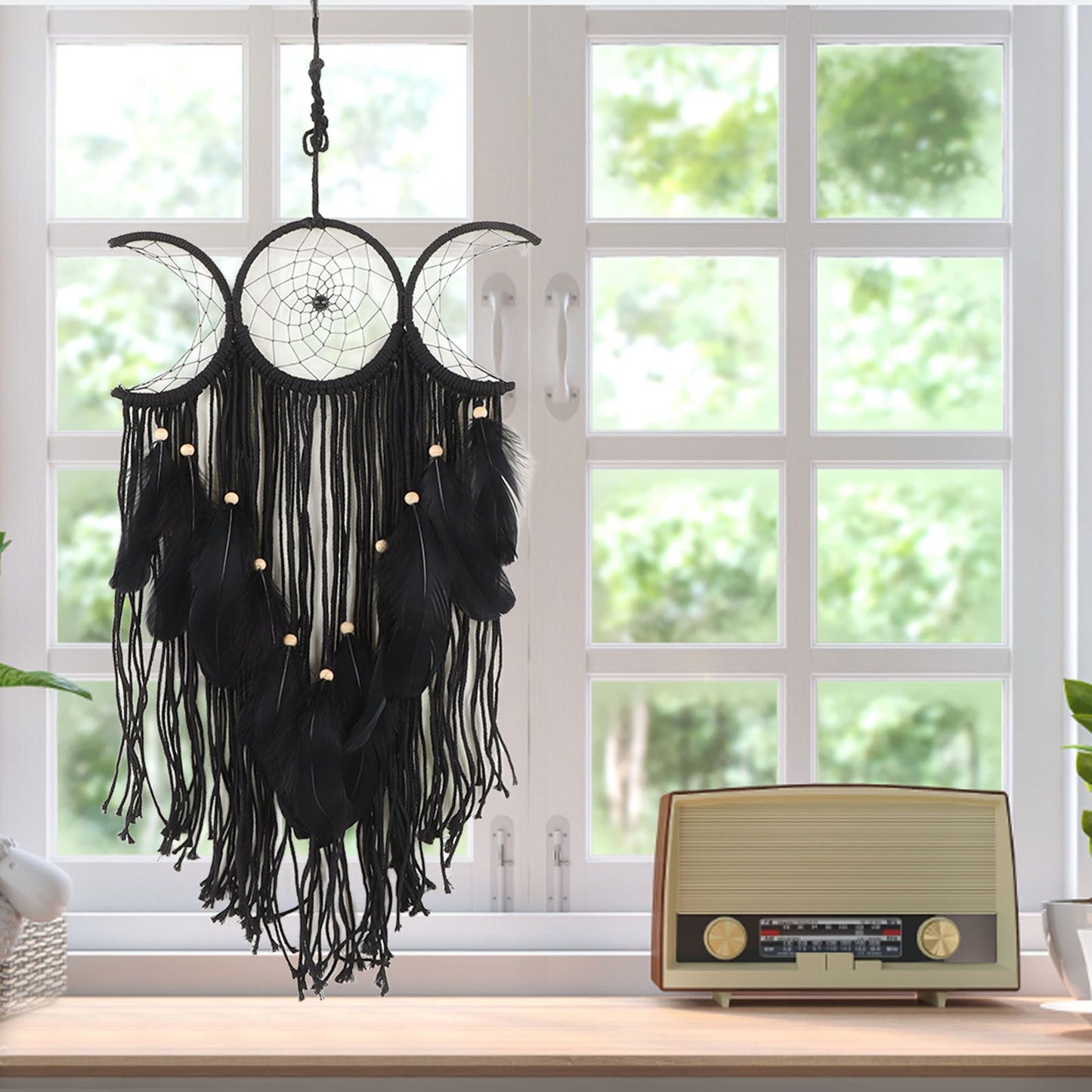 Dream Catcher Hand Woven Minimalist Home Wall Decoration for Living Room Study Cafe Bedroom Black V1294-YM0521-3111230056312