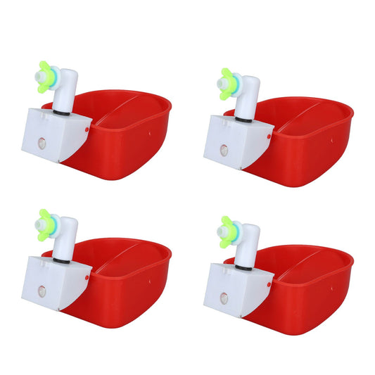 4 Set Automatic Poultry Fount Plastic Waterer Bowl with Hose Attachment for Game Bird Universal Red V1294-YM0521-3111230060911