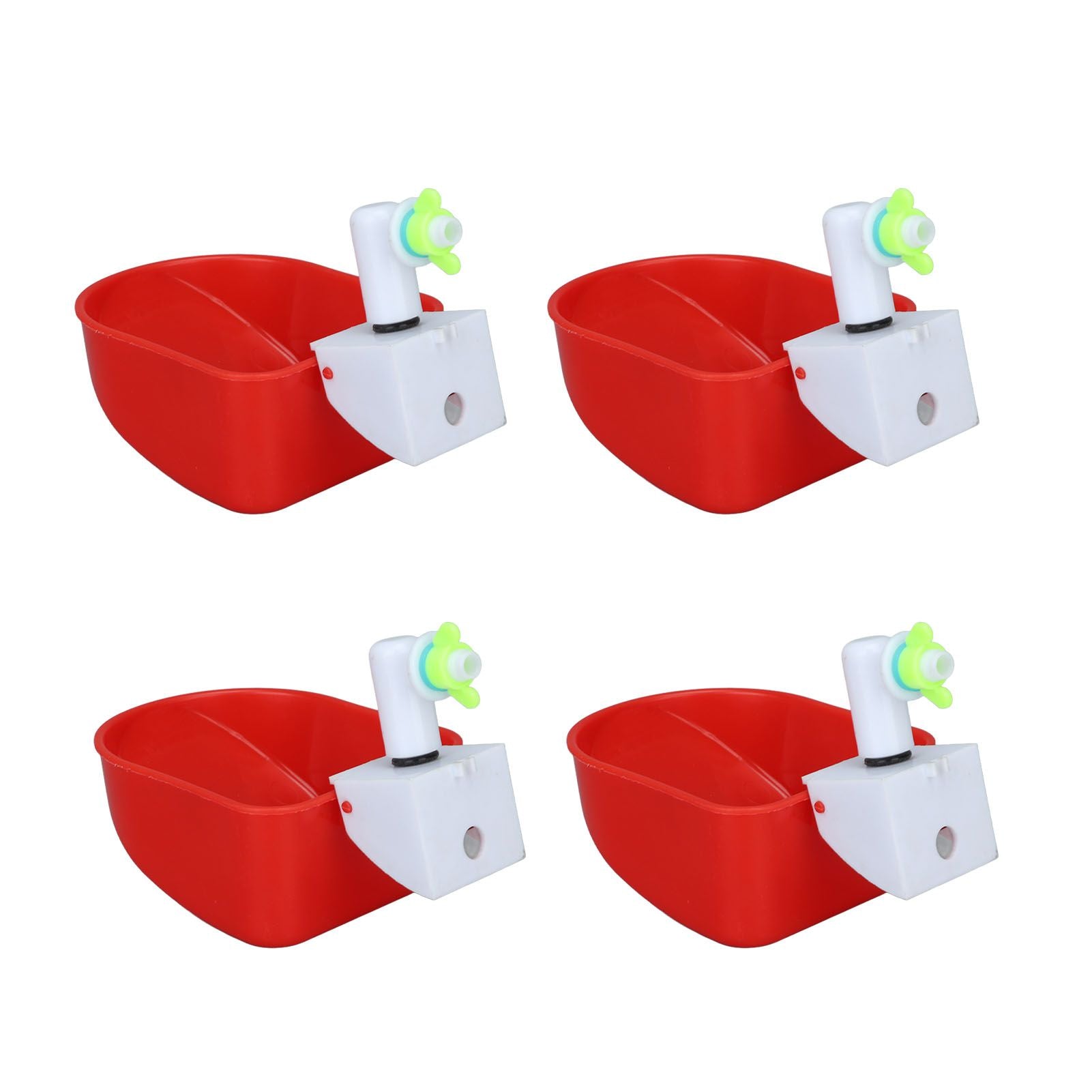 4 Set Automatic Poultry Fount Plastic Waterer Bowl with Hose Attachment for Game Bird Universal Red V1294-YM0521-3111230060911