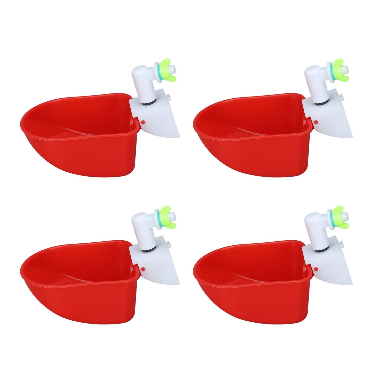 4 Set Automatic Poultry Fount Plastic Waterer Bowl with Hose Attachment for Game Bird Universal Red V1294-YM0521-3111230060911