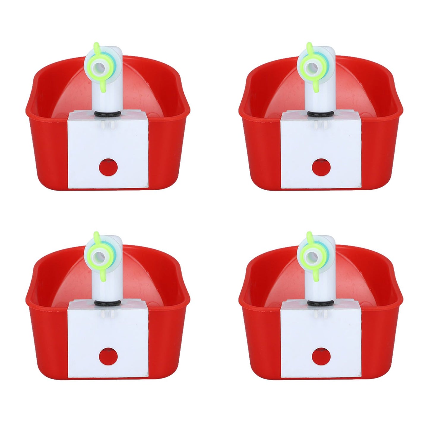 4 Set Automatic Poultry Fount Plastic Waterer Bowl with Hose Attachment for Game Bird Universal Red V1294-YM0521-3111230060911