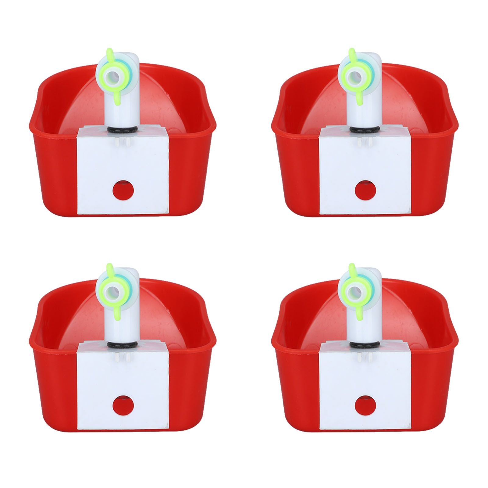 4 Set Automatic Poultry Fount Plastic Waterer Bowl with Hose Attachment for Game Bird Universal Red V1294-YM0521-3111230060911