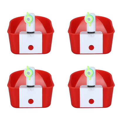 4 Set Automatic Poultry Fount Plastic Waterer Bowl with Hose Attachment for Game Bird Universal Red V1294-YM0521-3111230060911