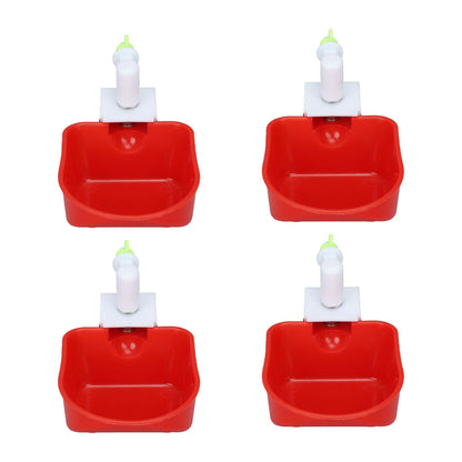 4 Set Automatic Poultry Fount Plastic Waterer Bowl with Hose Attachment for Game Bird Universal Red V1294-YM0521-3111230060911