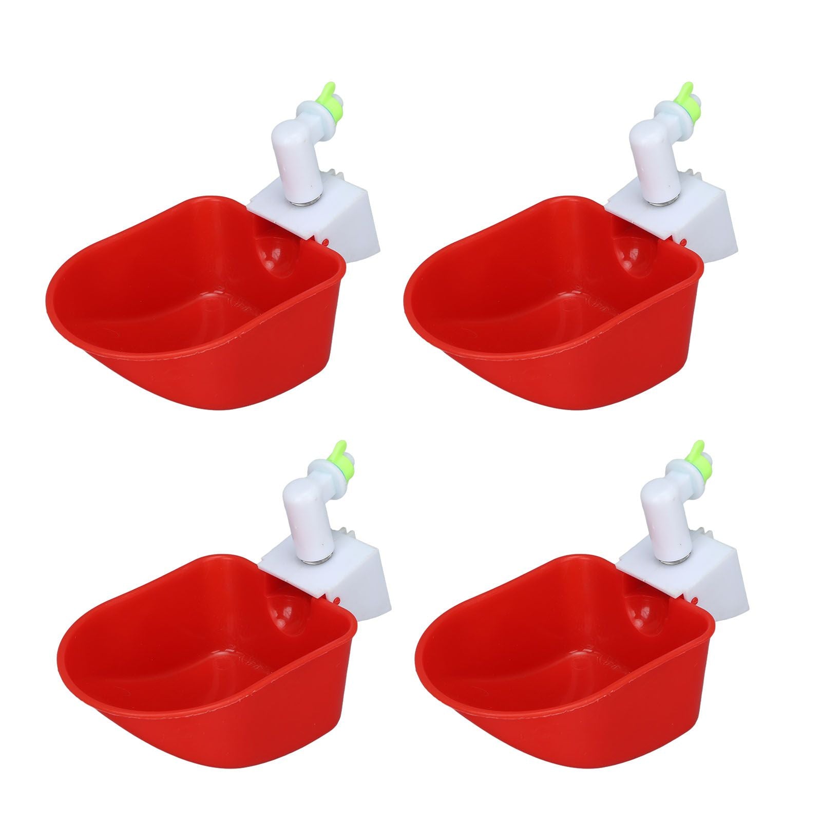 4 Set Automatic Poultry Fount Plastic Waterer Bowl with Hose Attachment for Game Bird Universal Red V1294-YM0521-3111230060911