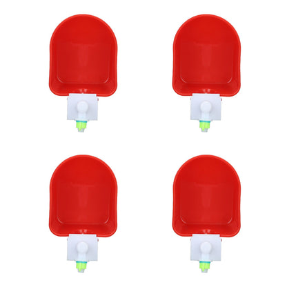 4 Set Automatic Poultry Fount Plastic Waterer Bowl with Hose Attachment for Game Bird Universal Red V1294-YM0521-3111230060911