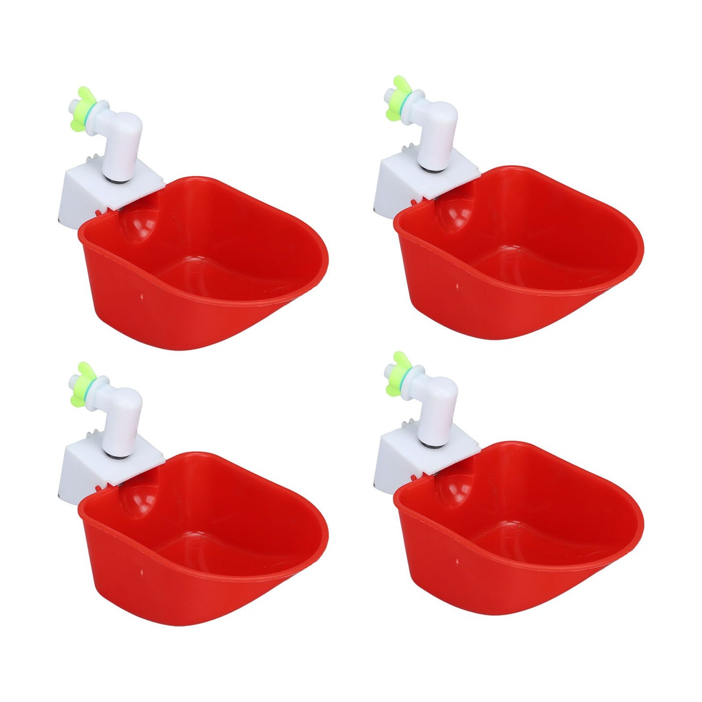 4 Set Automatic Poultry Fount Plastic Waterer Bowl with Hose Attachment for Game Bird Universal Red V1294-YM0521-3111230060911