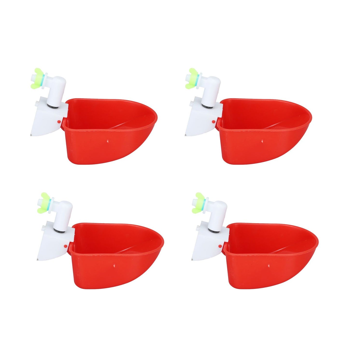 4 Set Automatic Poultry Fount Plastic Waterer Bowl with Hose Attachment for Game Bird Universal Red V1294-YM0521-3111230060911