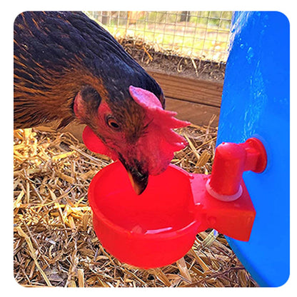 4 Set Automatic Poultry Fount Plastic Waterer Bowl with Hose Attachment for Game Bird Universal Red V1294-YM0521-3111230060911
