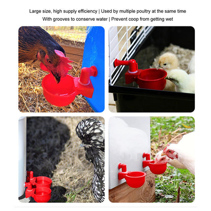 4 Set Automatic Poultry Fount Plastic Waterer Bowl with Hose Attachment for Game Bird Universal Red V1294-YM0521-3111230060911
