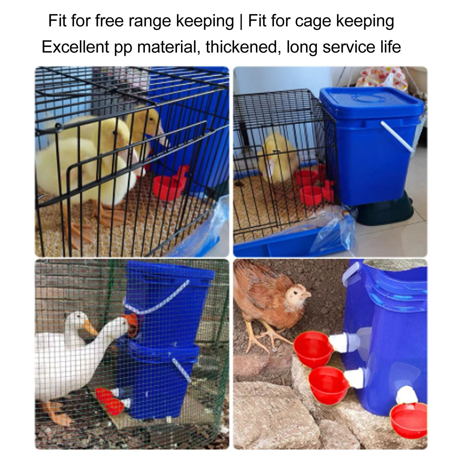 4 Set Automatic Poultry Fount Plastic Waterer Bowl with Hose Attachment for Game Bird Universal Red V1294-YM0521-3111230060911