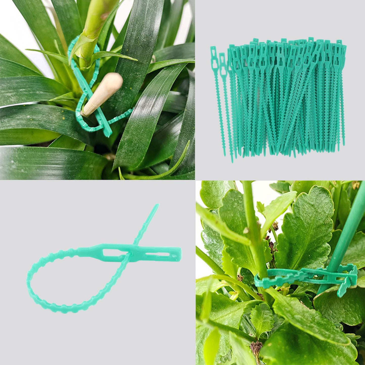 300Pcs Green Zip Garden Soft Tie 13cm Length Reusable Support Soft Wire Vine Zip Garden Tie Set V1294-YM0521-3111230062011