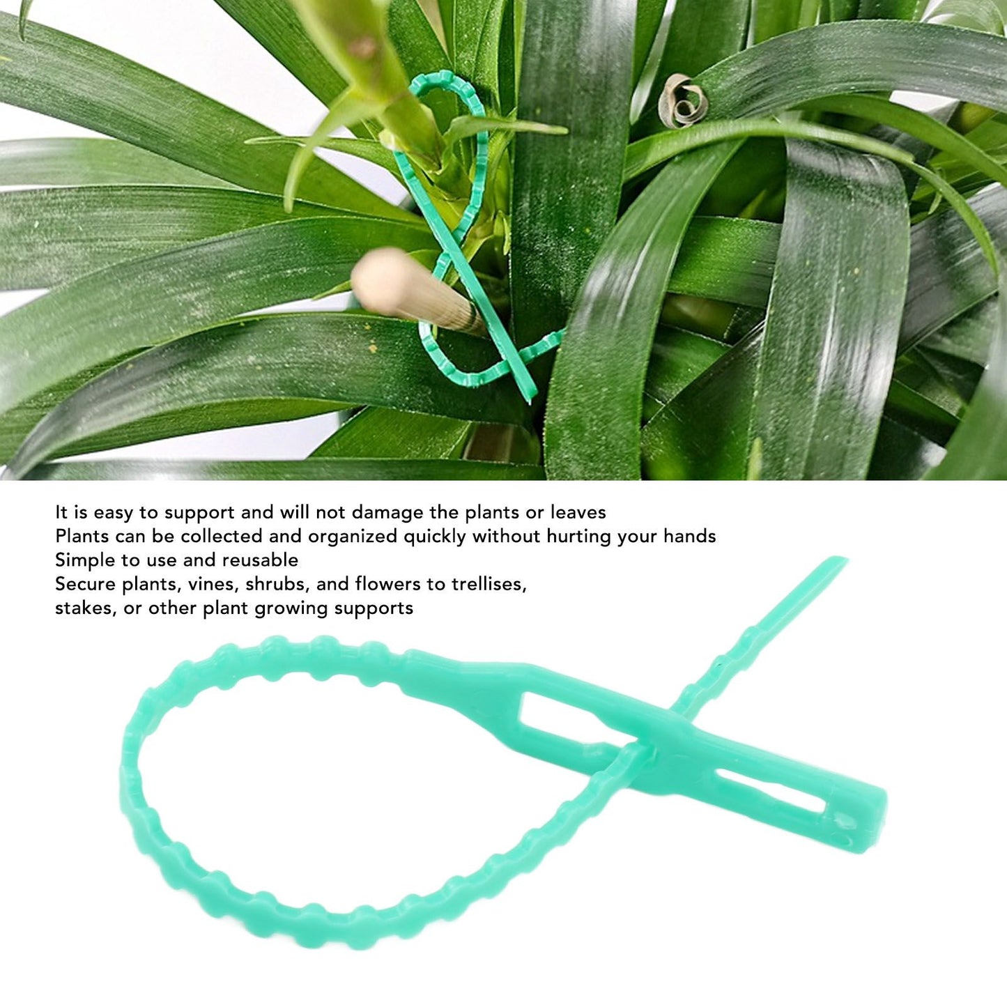 300Pcs Green Zip Garden Soft Tie 13cm Length Reusable Support Soft Wire Vine Zip Garden Tie Set V1294-YM0521-3111230062011