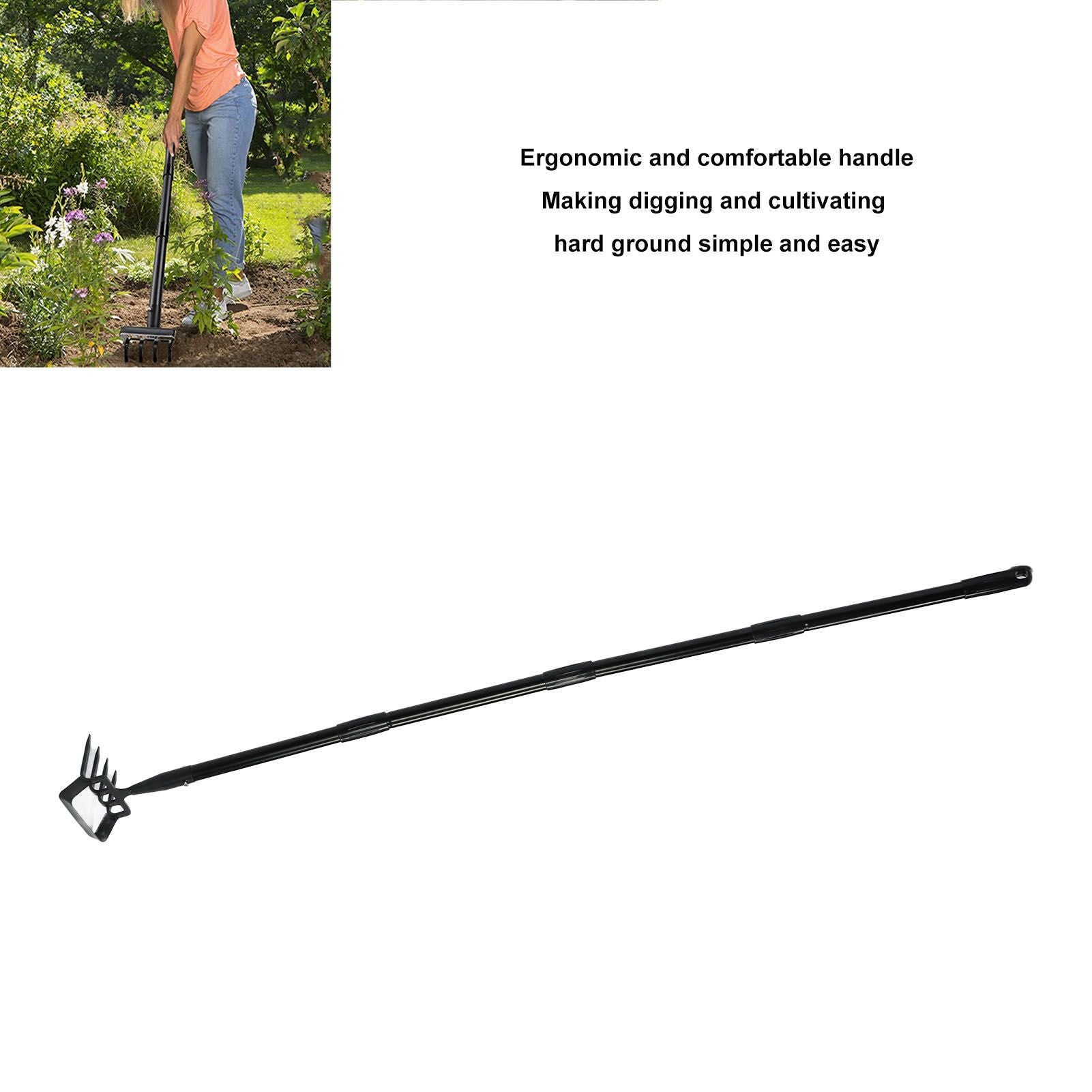 Weeding Rake Adjustable Length Stainless Steel Ergonomic Handle Hand Rake Garden Tool for Cultivating V1294-YM0521-3111230070412