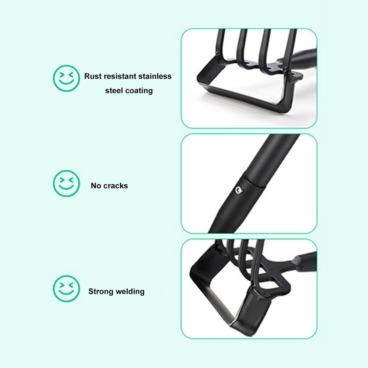 Weeding Rake Adjustable Length Stainless Steel Ergonomic Handle Hand Rake Garden Tool for Cultivating V1294-YM0521-3111230070412