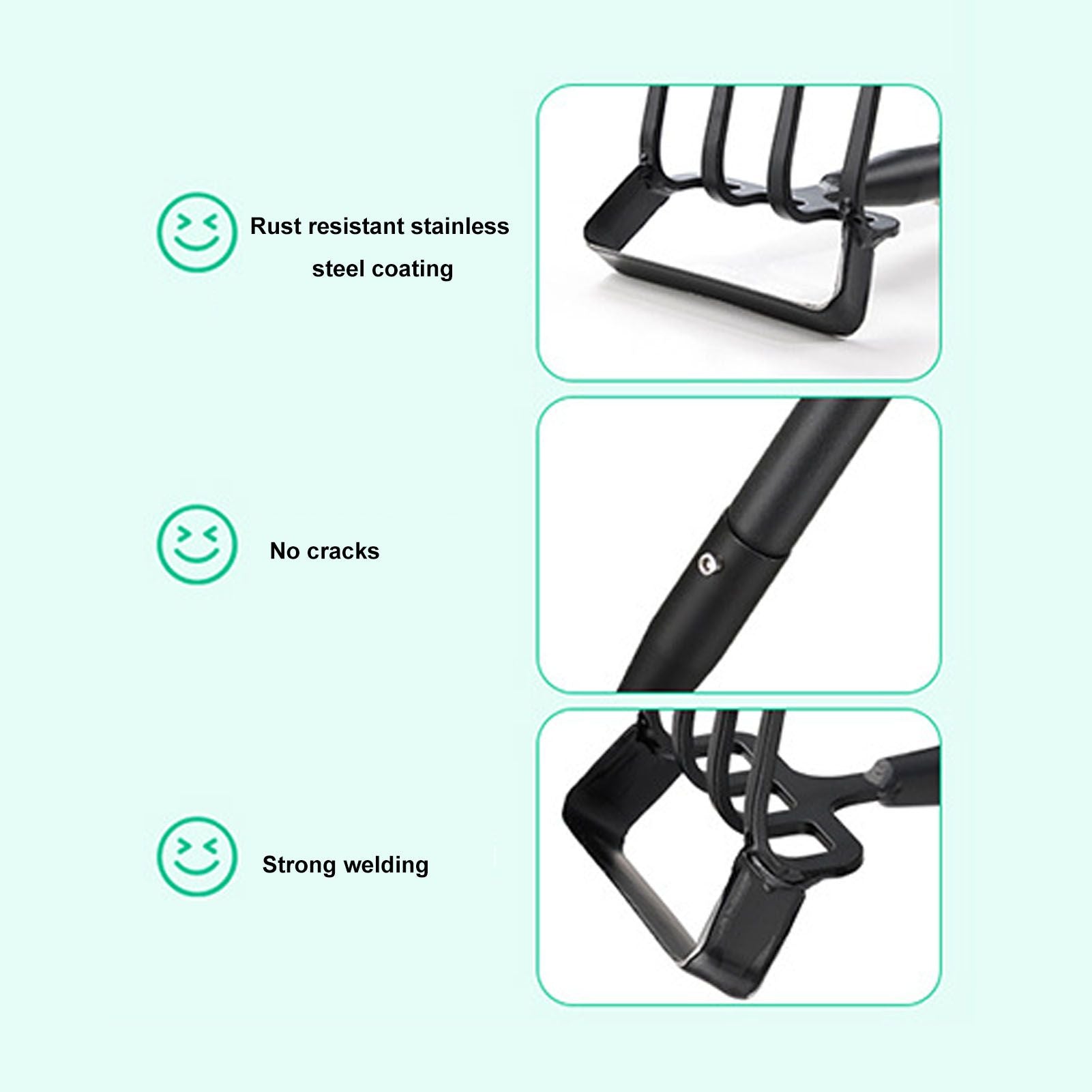 Weeding Rake Adjustable Length Stainless Steel Ergonomic Handle Hand Rake Garden Tool for Cultivating V1294-YM0521-3111230070412