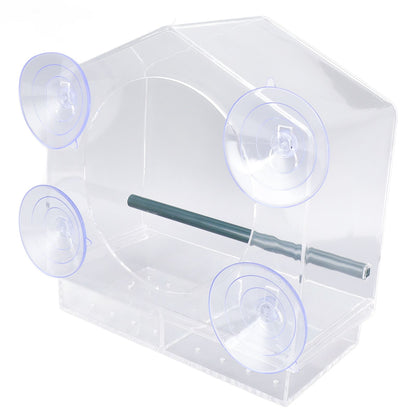 Window Bird Feeder Clear Sturdy Acrylic Window Bird House Feeder with 4 Suction Cups V1294-YM0521-3111230076311