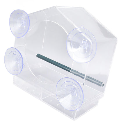Window Bird Feeder Clear Sturdy Acrylic Window Bird House Feeder with 4 Suction Cups V1294-YM0521-3111230076311