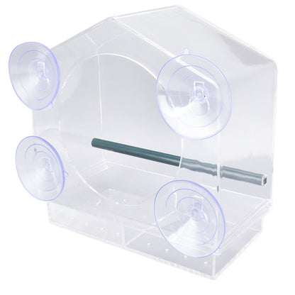 Window Bird Feeder Clear Sturdy Acrylic Window Bird House Feeder with 4 Suction Cups V1294-YM0521-3111230076311