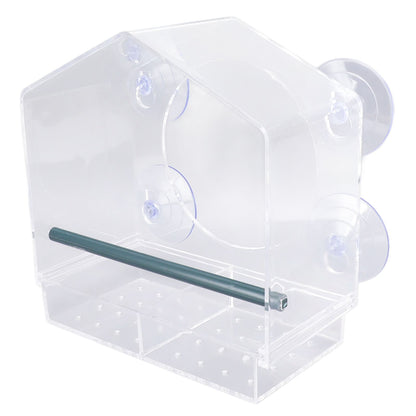 Window Bird Feeder Clear Sturdy Acrylic Window Bird House Feeder with 4 Suction Cups V1294-YM0521-3111230076311